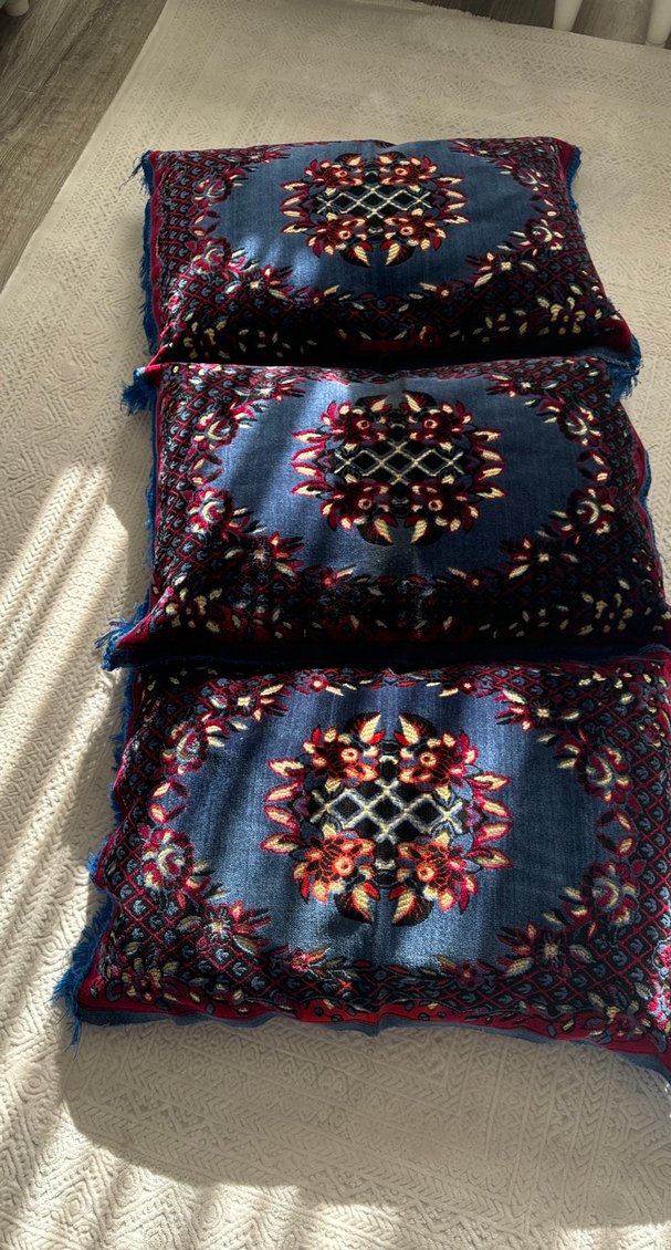 Nakışlı Koyu Mavi Bohem Minder Kılıfı - Görsel 2