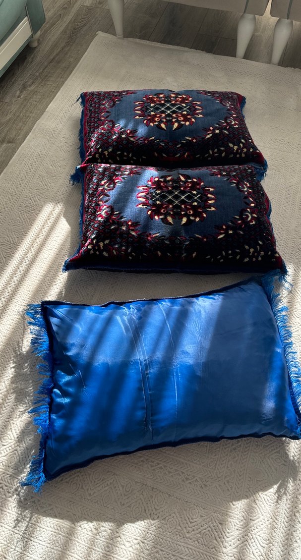 Nakışlı Koyu Mavi Bohem Minder Kılıfı - Görsel 5