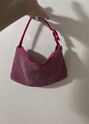 Pullu Parlak Pembe Kadın Omuz Çantası
