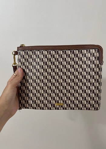 Kahverengi Deri Kadın Clutch Çanta