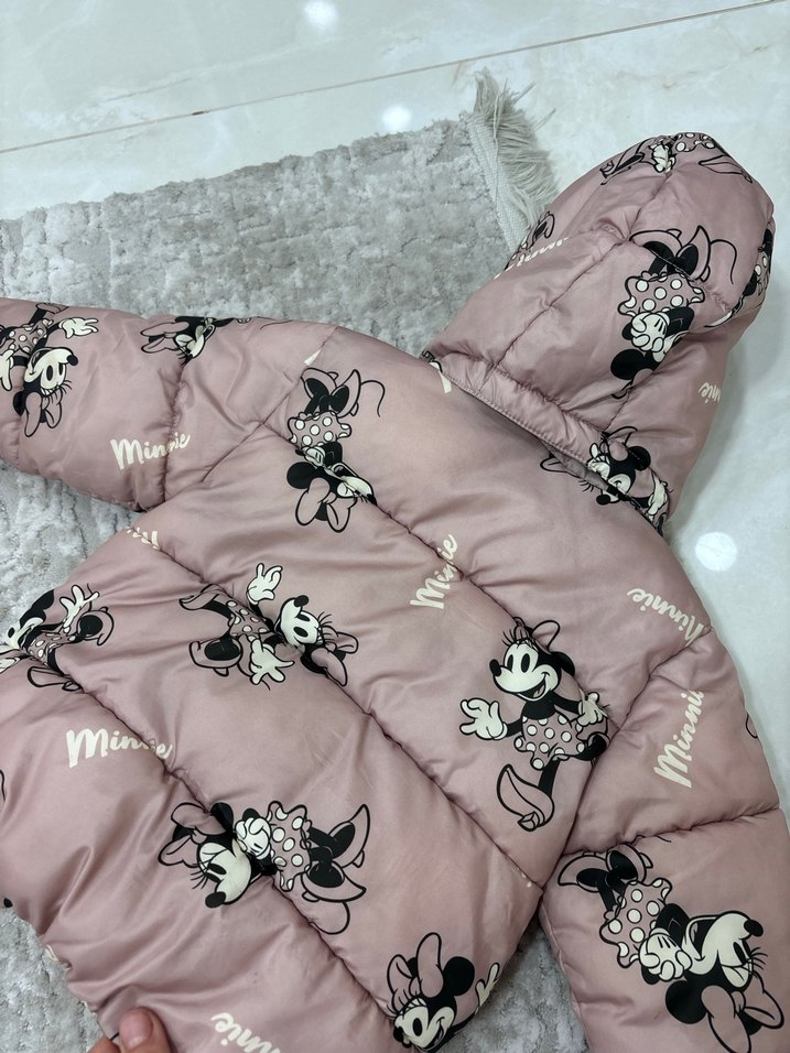 Kapüşonlu Pembe Kız Çocuk Mont - Görsel 4