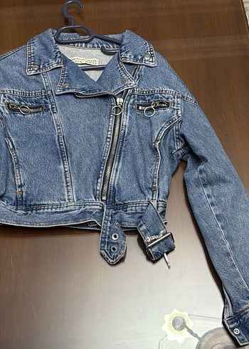 Mavi Kemerli Kadın Denim Ceket - Görsel 2