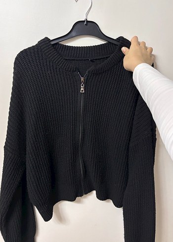 Fermuarlı Siyah Triko Kadın Kazak - Görsel 2