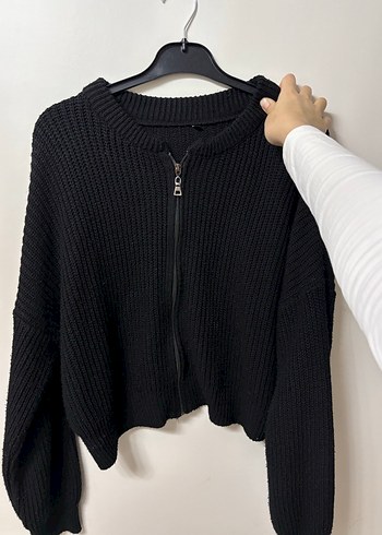 Fermuarlı Siyah Triko Kadın Kazak - Görsel 3