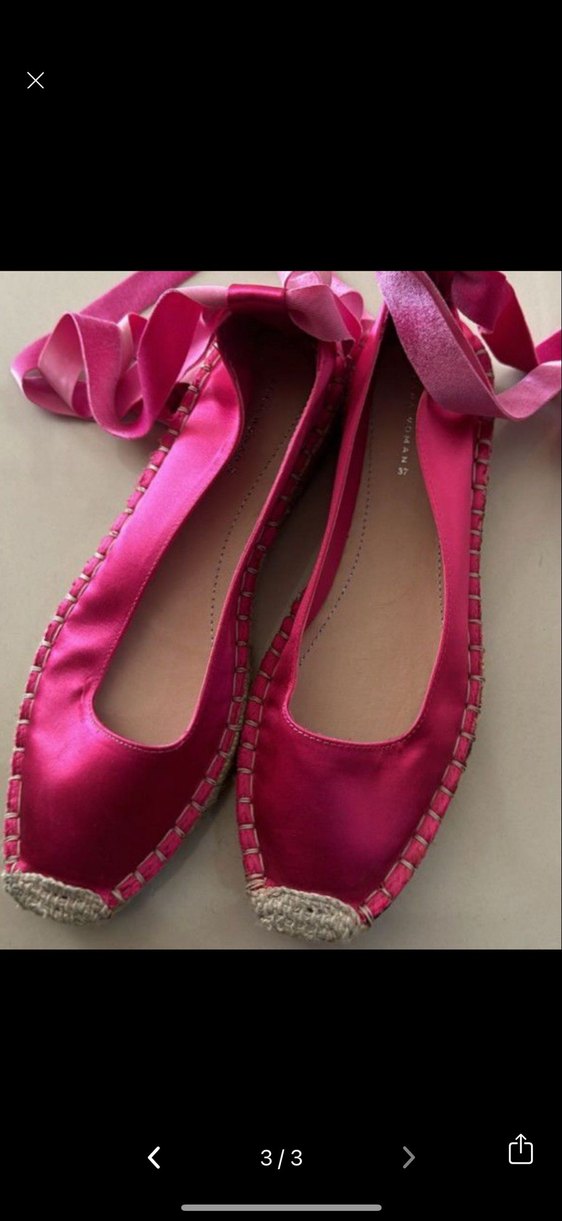 Zara pembe saten bağlamalı ipli sandalet - Görsel 3