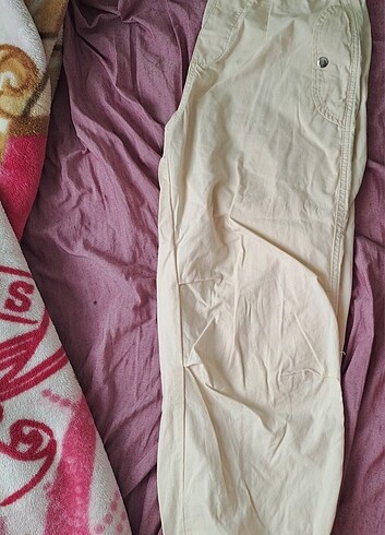 m Beden krem rengi paraşüt pantolon 