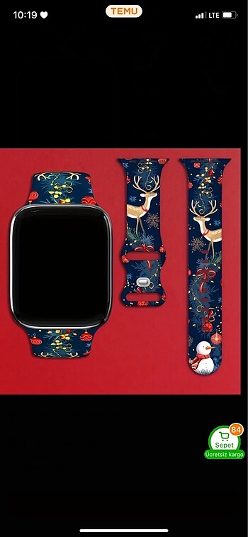 Yılbaşı Temalı Apple Watch Saat Kordonu