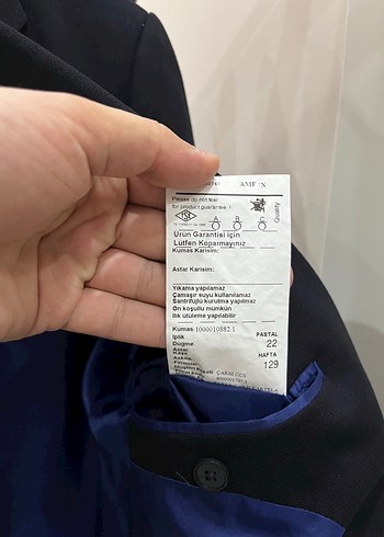 Erkek Lacivert Düğmeli Kruvaze Takım Ceket - Görsel 8