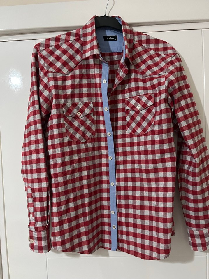 Kırmızı Kareli Pamuklu Erkek Gömlek - Görsel 4