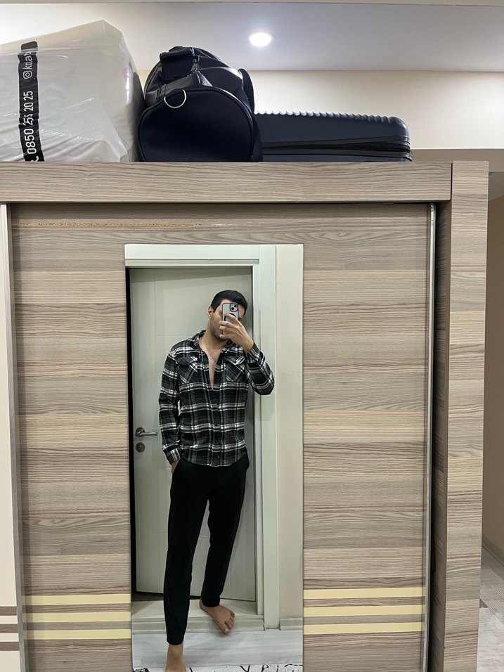 Gri Ekose Erkek Gömlek - Görsel 2