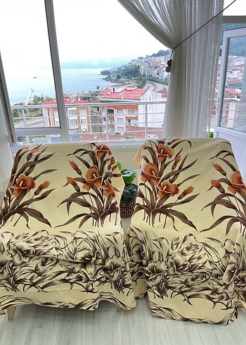  Beden Kahverengi Baskılı Konvansiyonel Perde 2 adet