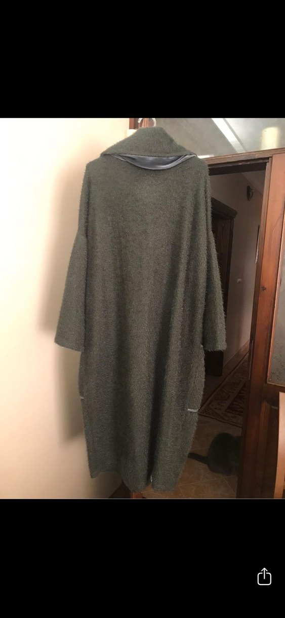 Haki  Kadın Uzun Rahat Kesim Hırka Kaban.42/44 beden - Görsel 2