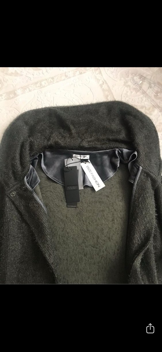 Haki  Kadın Uzun Rahat Kesim Hırka Kaban.42/44 beden - Görsel 3