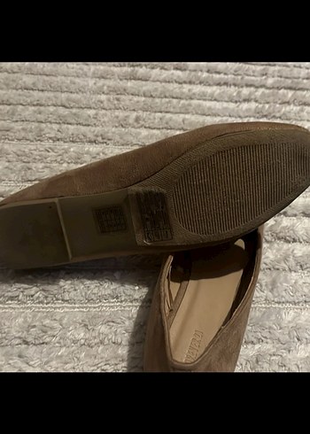 Bej Süet Kadın Günlük Topuklu Babet 39 no - Görsel 4