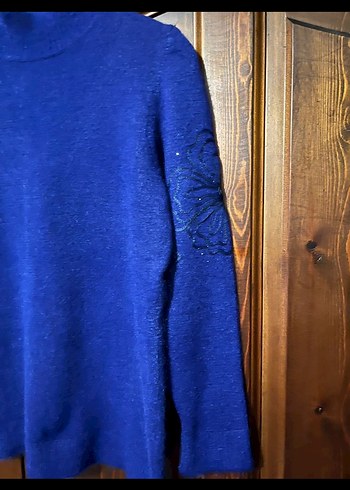 Kadın Lacivert Boğazlı Angora Kazak  XL - Görsel 8