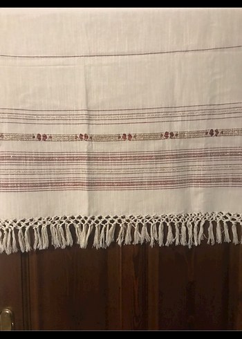 Nakışlı Bej Masa Örtüsü İpek - Görsel 6