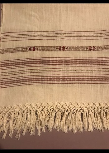 Nakışlı Bej Masa Örtüsü İpek - Görsel 4