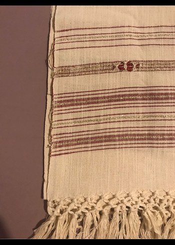 Nakışlı Bej Masa Örtüsü İpek - Görsel 2