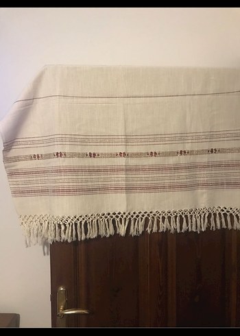 Nakışlı Bej Masa Örtüsü İpek - Görsel 5