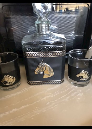 Atlı Siyah Cam Viski Seti - Görsel 2