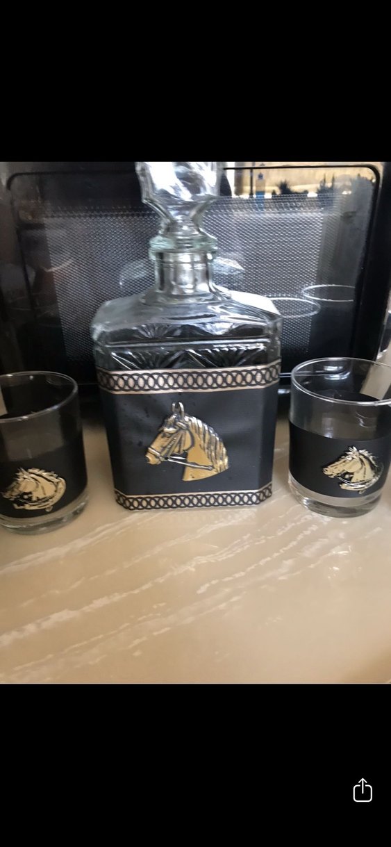 Atlı Siyah Cam Viski Seti - Görsel 2