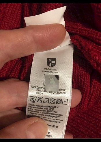 Bordo V Yaka Örgü Kadın Kazak XL beden Us Polo - Görsel 7