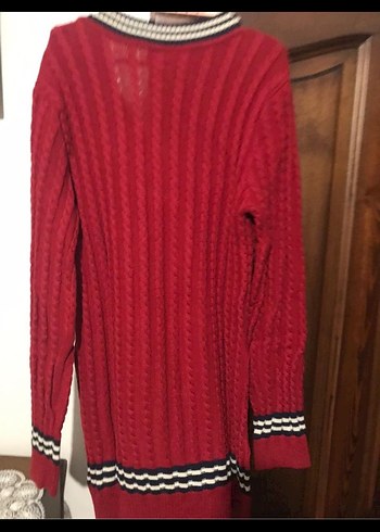 Bordo V Yaka Örgü Kadın Kazak XL beden Us Polo - Görsel 4