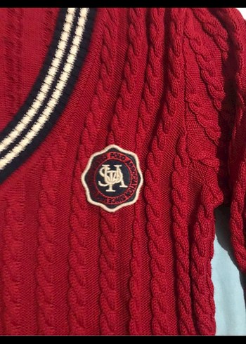 Bordo V Yaka Örgü Kadın Kazak XL beden Us Polo - Görsel 3