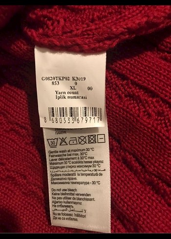 Bordo V Yaka Örgü Kadın Kazak XL beden Us Polo - Görsel 6