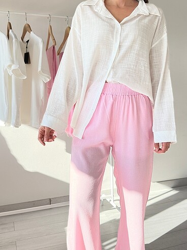 Beli Lastikli Pembe Pantolon