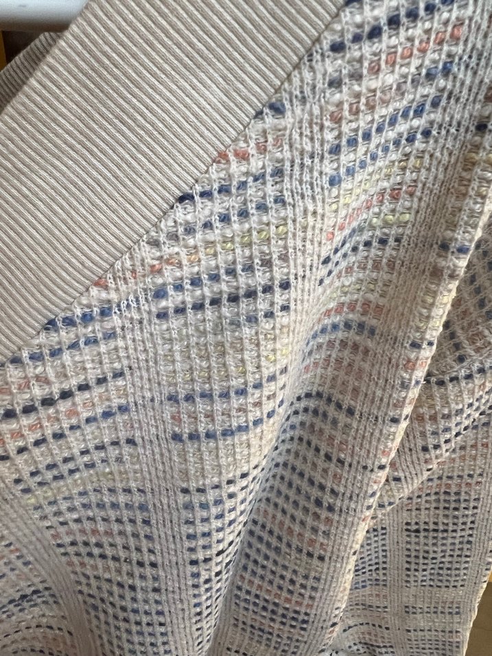 V Yaka Bej Örgü Salaş Kadın Sweatshirt - Görsel 5