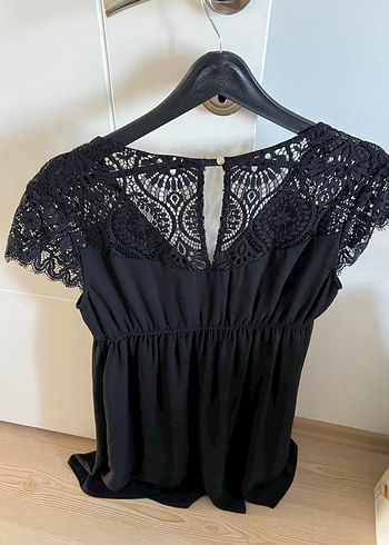 Dantel Detaylı V Yaka Siyah elbise - Görsel 3