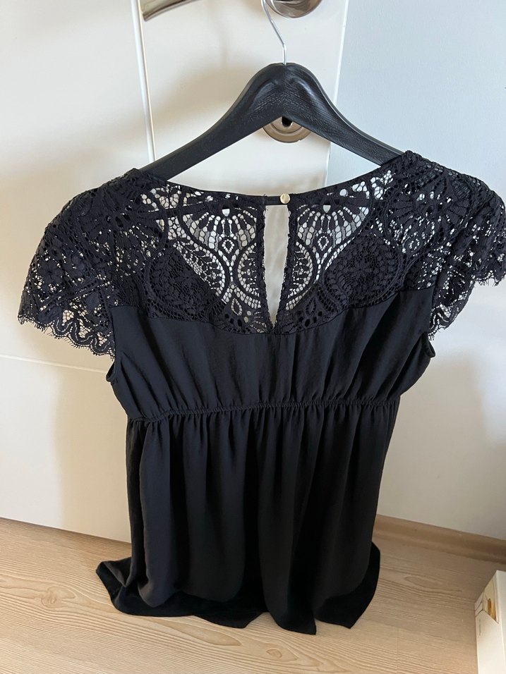 Dantel Detaylı V Yaka Siyah elbise - Görsel 3