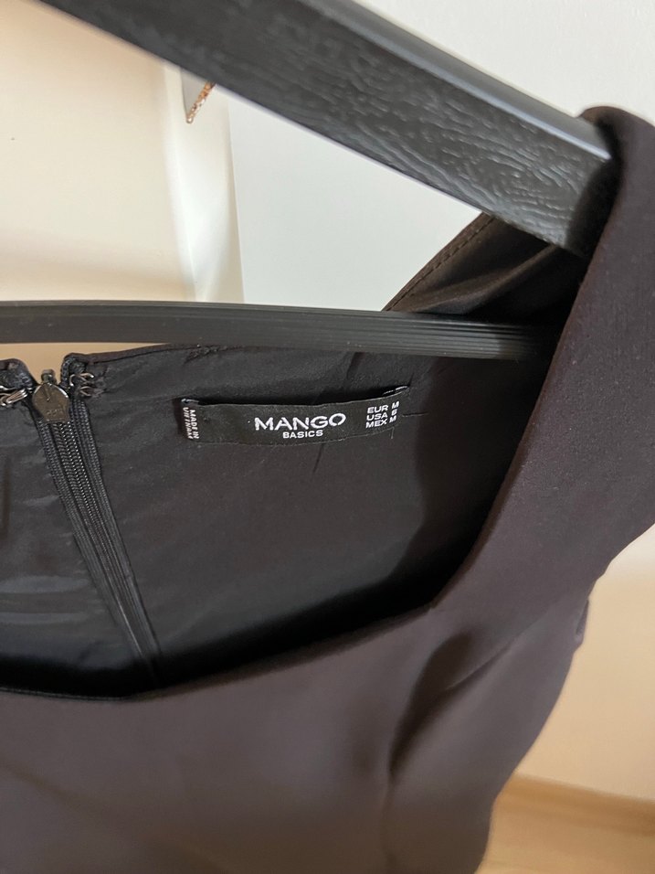 Siyah V Yaka Midi Elbise - Görsel 2