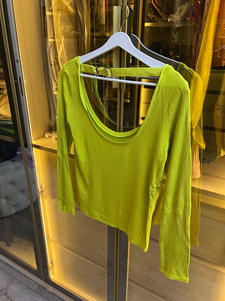 Sarı Uzun Kollu Mini Bluz - Görsel 4