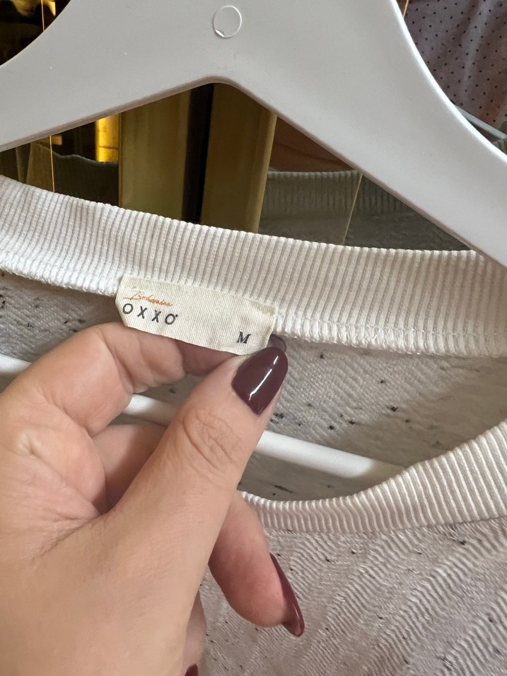 Beyaz Uzun Kollu Keten Salaş Sweatshirt - Görsel 2