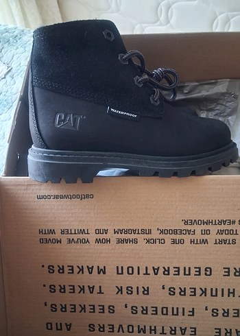 CAT Siyah Peluş Detaylı çocuk  Dolgu Topuk Bot - Görsel 4