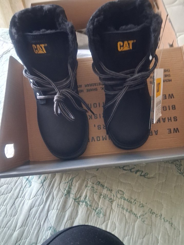 CAT Siyah Peluş Detaylı çocuk  Dolgu Topuk Bot - Görsel 3