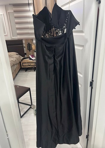 Alfabeta Straplez Siyah Uzun Gotik Abiye Elbise