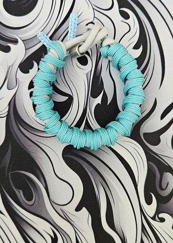 Turkuaz ve Gri Paracord Samuray Katana Erkek Bileklik - Görsel 2