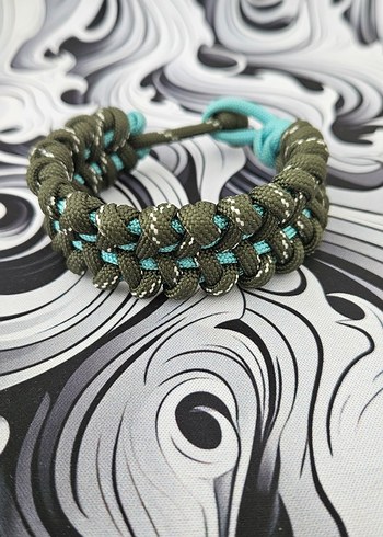 Turkuaz ve Haki Erkek Parakord Bileklik - Görsel 3