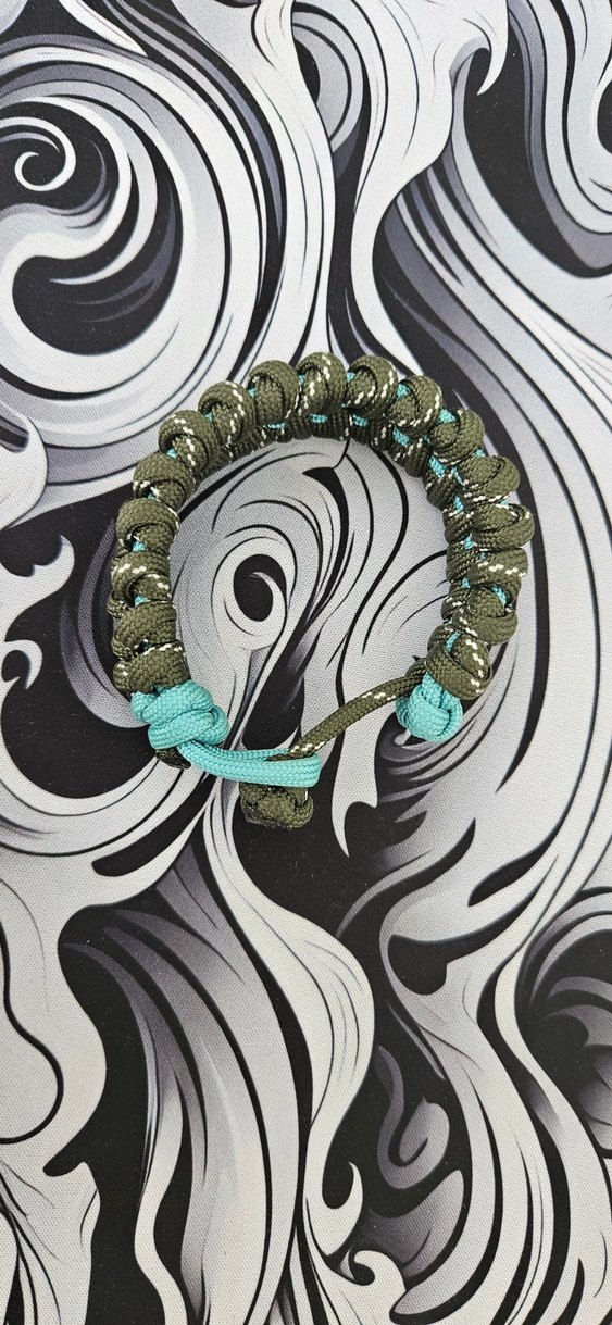 Turkuaz ve Haki Erkek Parakord Bileklik - Görsel 2