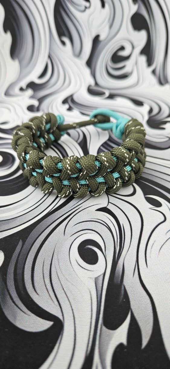 Turkuaz ve Haki Erkek Parakord Bileklik - Görsel 3