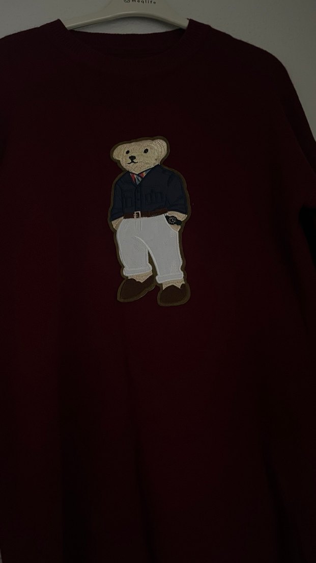 Bordo Nakışlı Rahat Kesim Kadın Kazak - Görsel 2