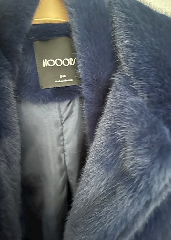 Hoops lacivert Düğmeli Kadın Peluş Kaban - Görsel 2