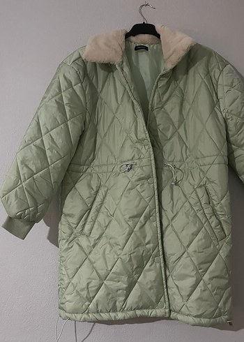 Kürklü Yeşil Midi Kadın Kışlık Mont - Görsel 2