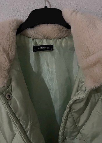 Kürklü Yeşil Midi Kadın Kışlık Mont - Görsel 3