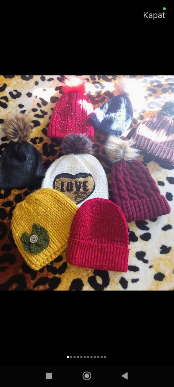 Kahverengi Taşlı Örgü Kadın Bere - Görsel 2