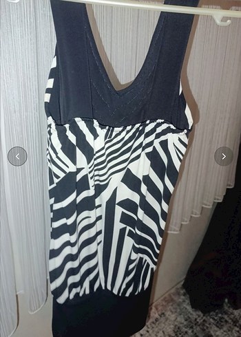 Siyah Zebra Desenli Mini Elbise bluz - Görsel 6