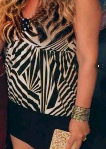 Siyah Zebra Desenli Mini Elbise bluz - Görsel 2